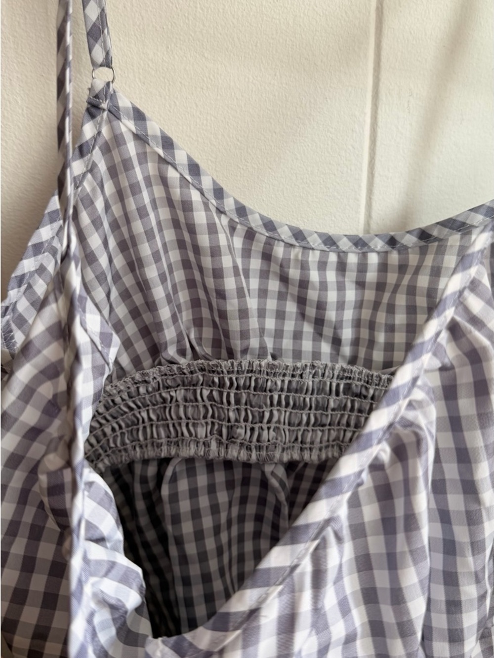 SHEIN Gray Gingham Ruffle-Hem Tank Top - Picture 7 of 11